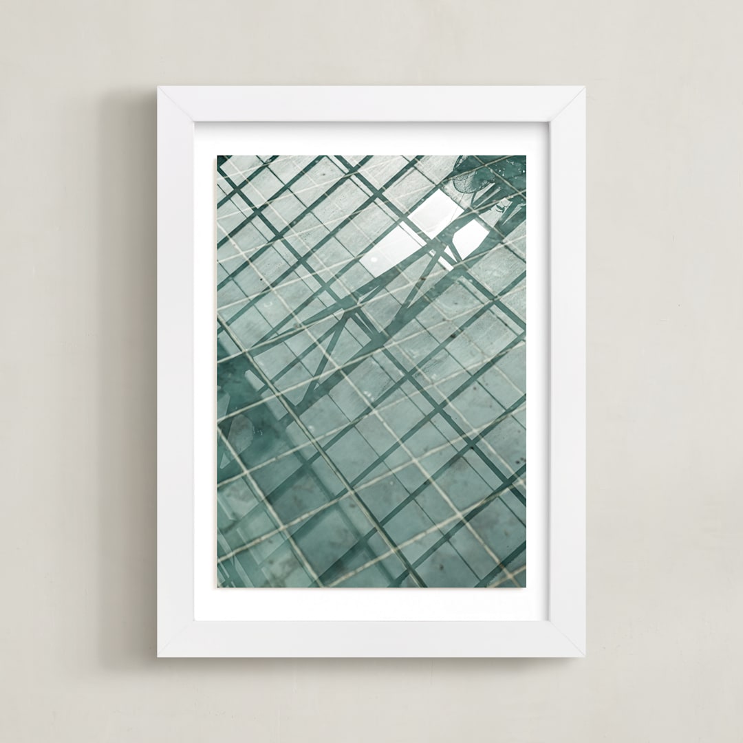 "Weaves of shadows III" - Art Print in Teal Green by Van Tsao - Framed