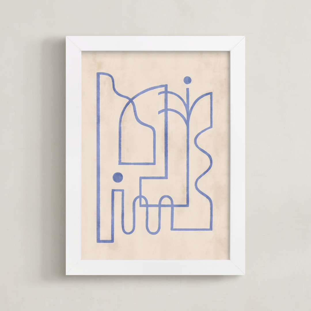 "Through My Window II" - Art Print in soft blue by Pati Cascino - Framed