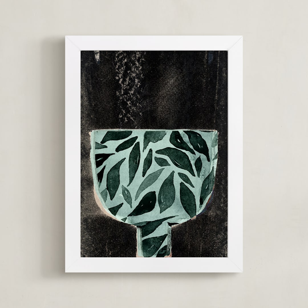 "Farmhouse_bowl_1" - Art Print in green bowl by Bethania Lima - Framed