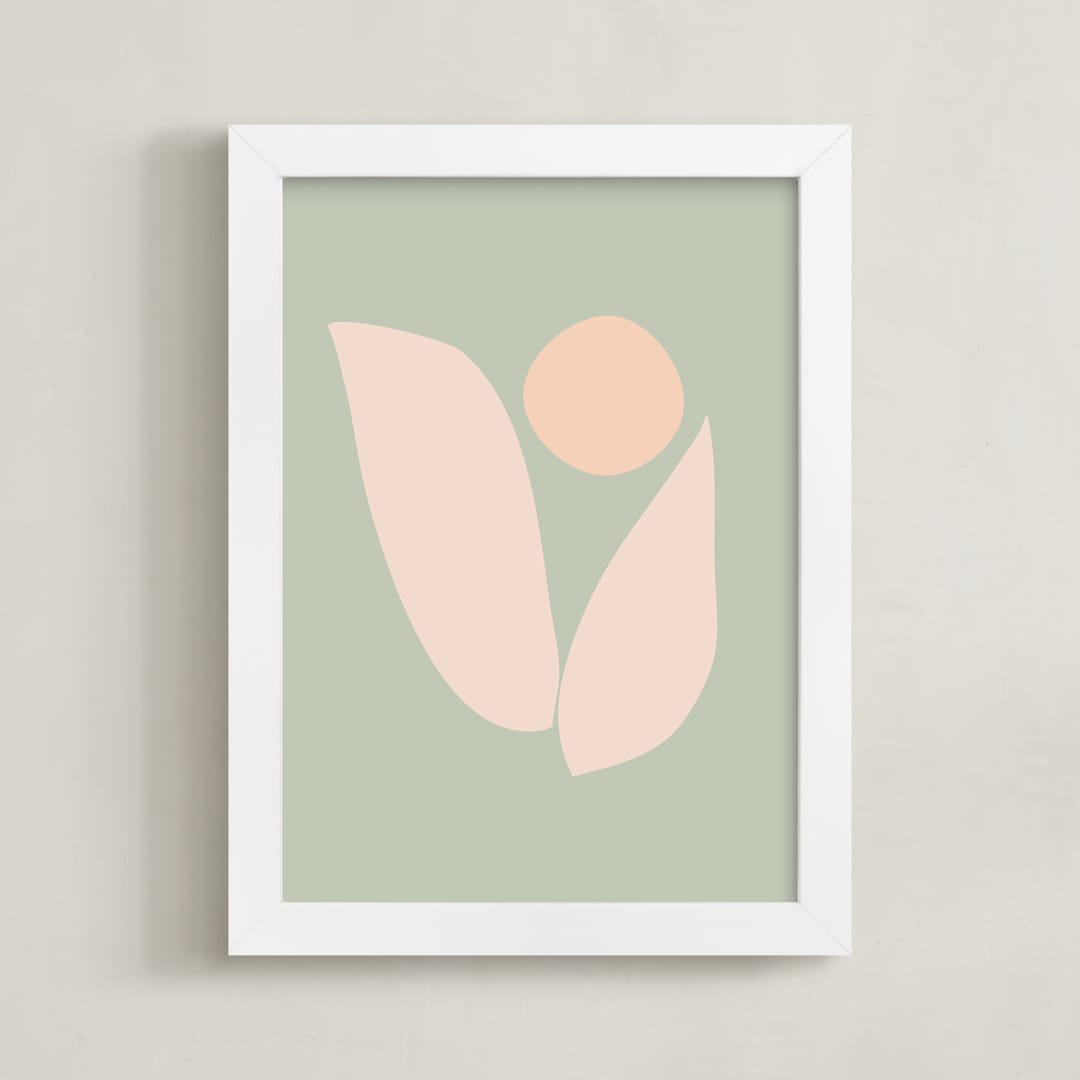 "Flower" - Art Print in Seafoam by Beth Vassalo - Framed