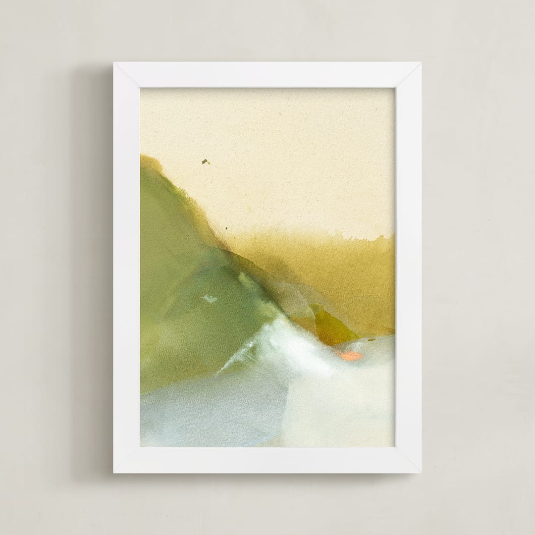 "Golden Whispers" - Art Print in Ochre by Arohika Verma - Framed