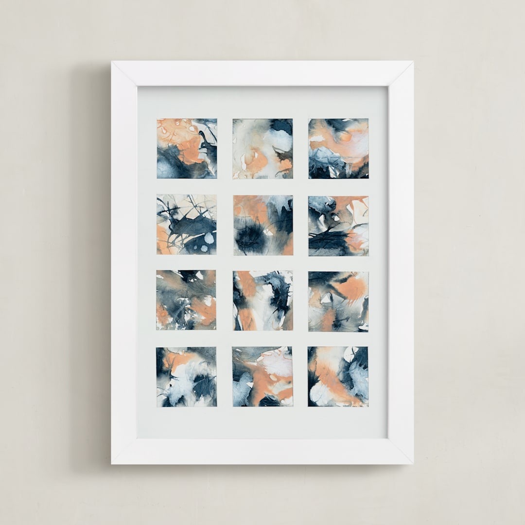 "Sunsets" - Art Print in Indigo by LeAnne Roberts - Framed