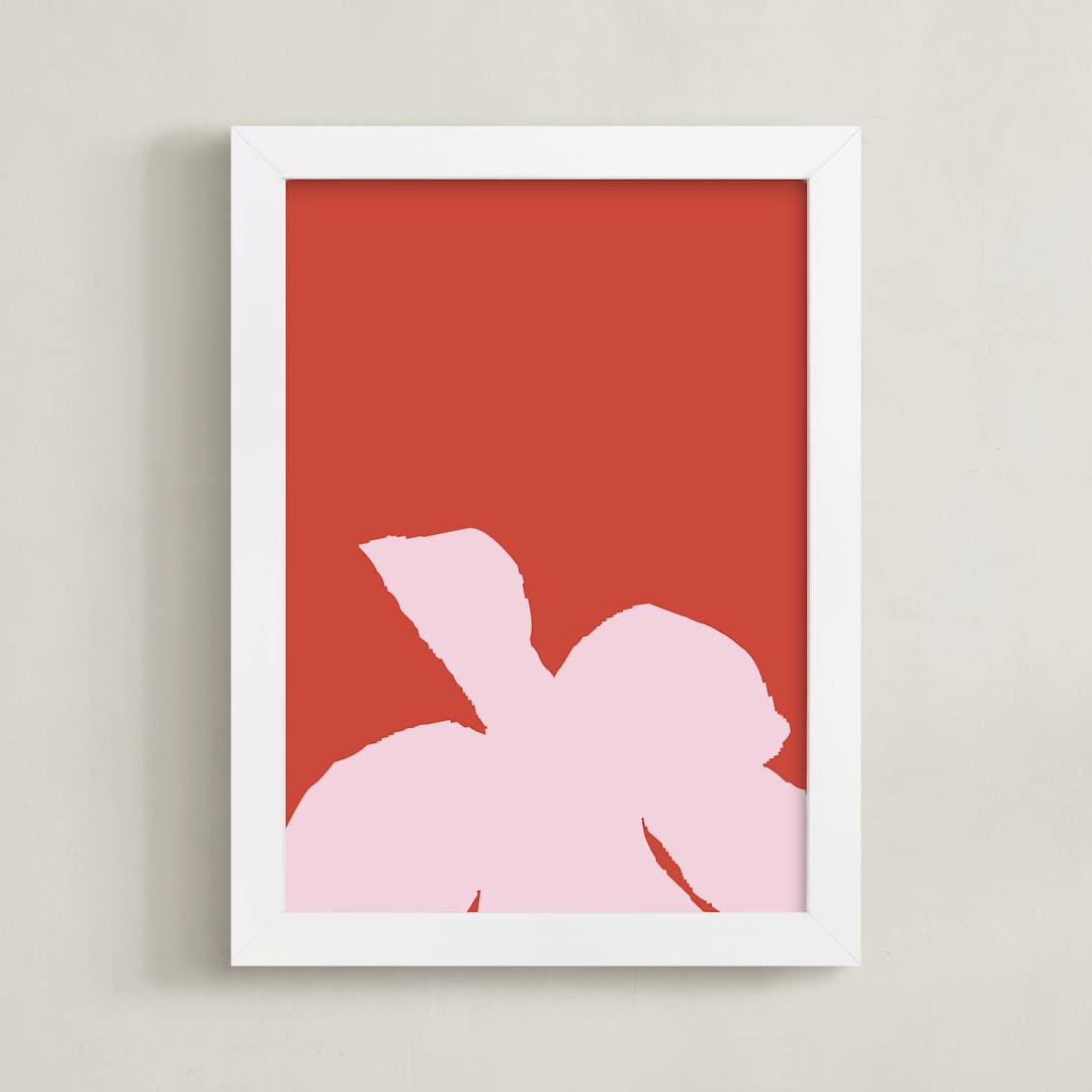 "Flower I" - Art Print in Coral by letterfix - Framed