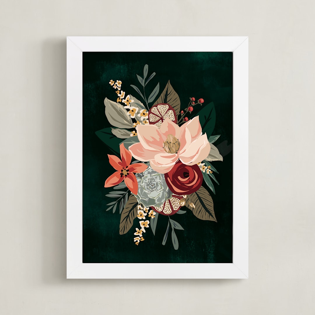 "Mixed Botanicals III" - Art Print in Green by Susan Moyal - Framed