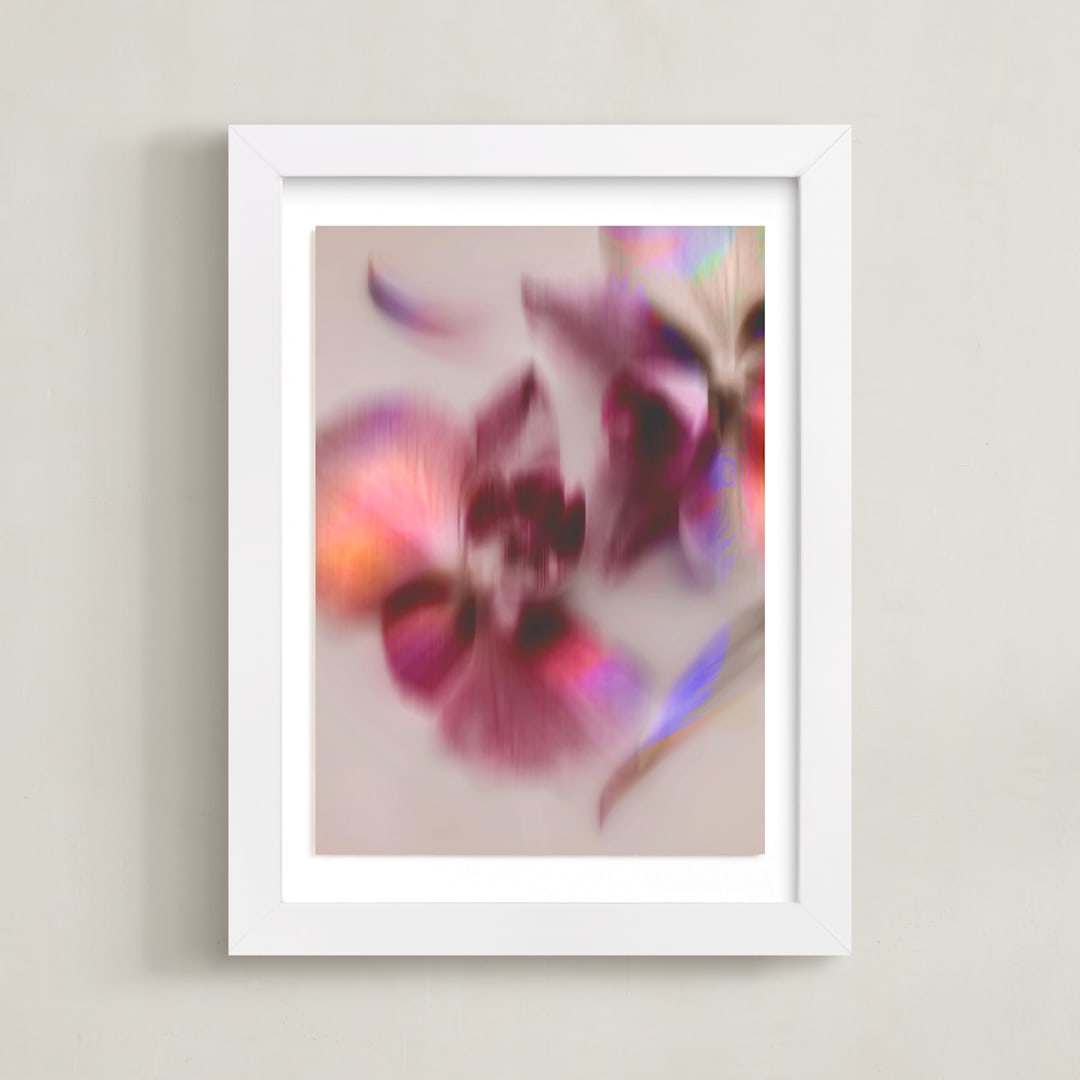 "Pair of Orchids" - Art Print in Mauve by Karen Kardatzke - Framed