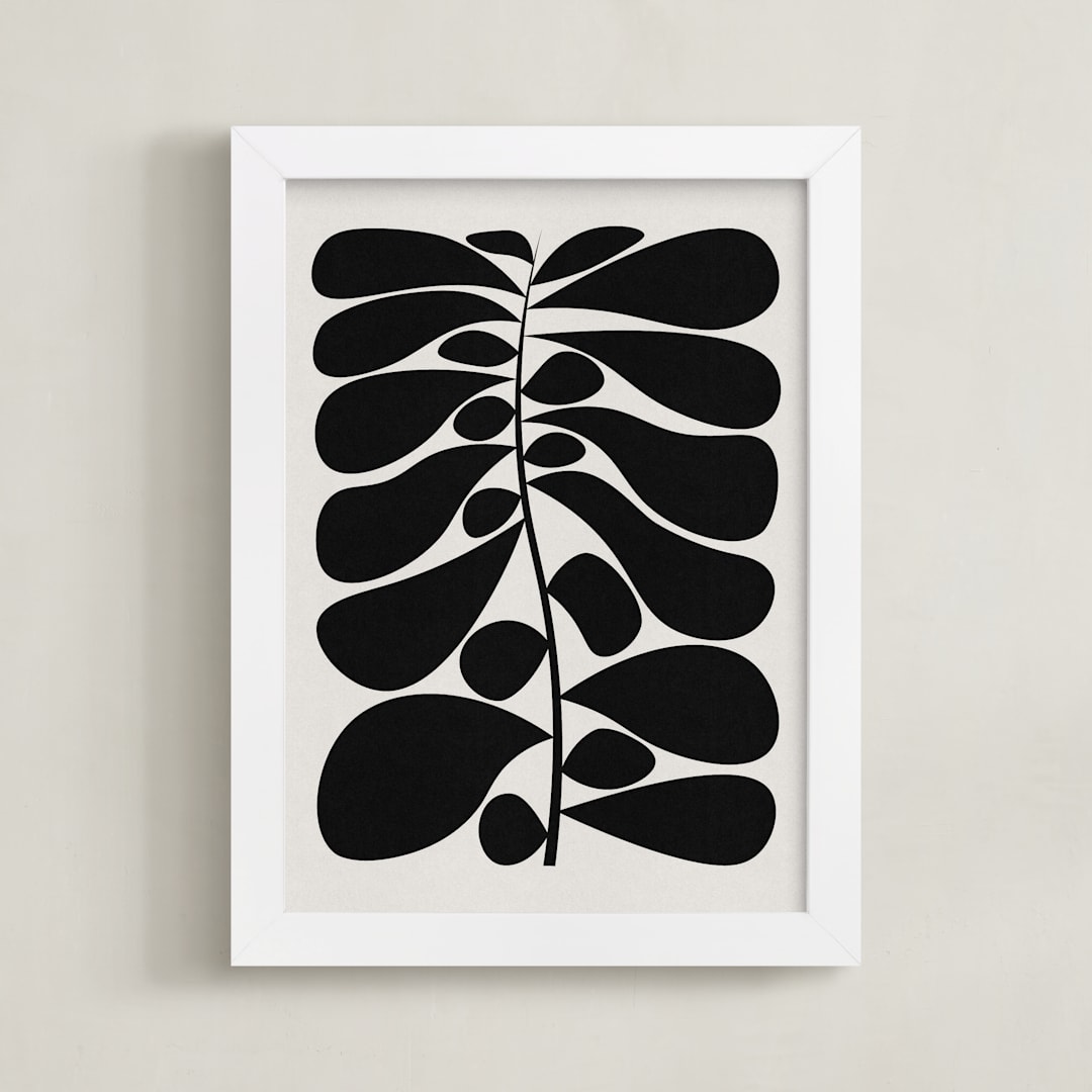 "Black Plant I" - Art Print in Moon White by Alisa Galitsyna - Framed