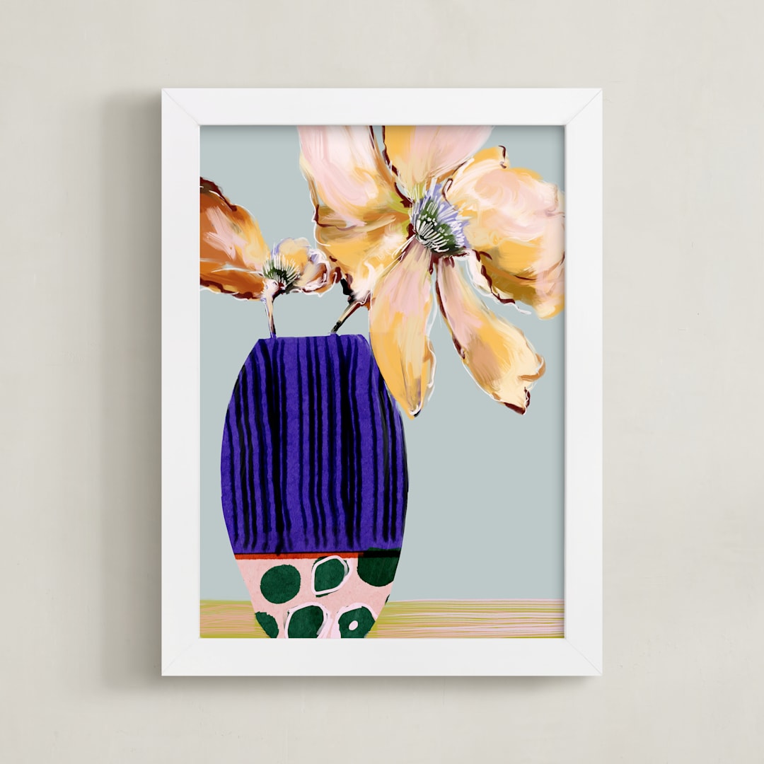 "Its a Good Day" - Art Print in Electric Blue by Shraddha Dharia - Framed