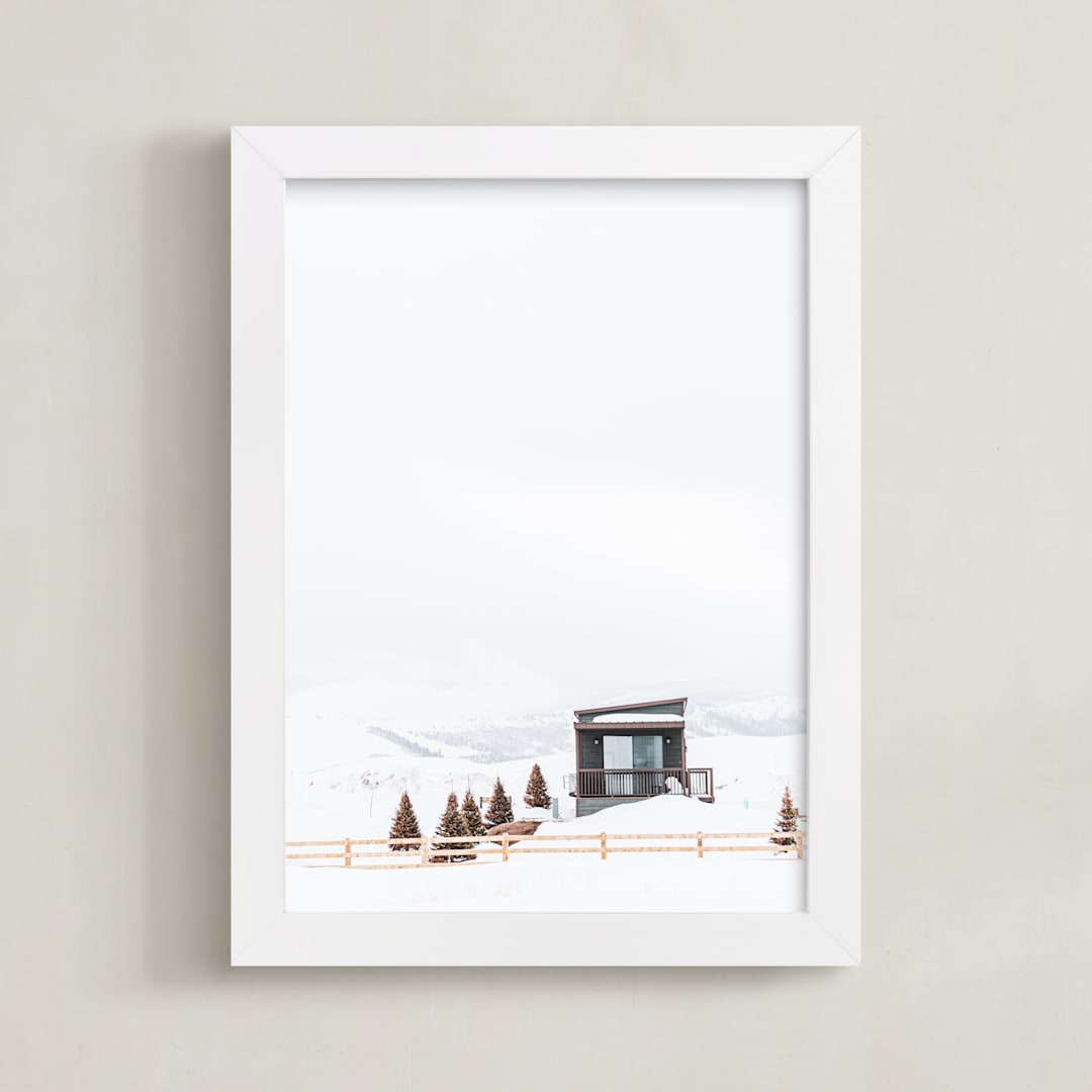 "High Country Home" - Art Print in Snow by Jamie Lollback - Framed