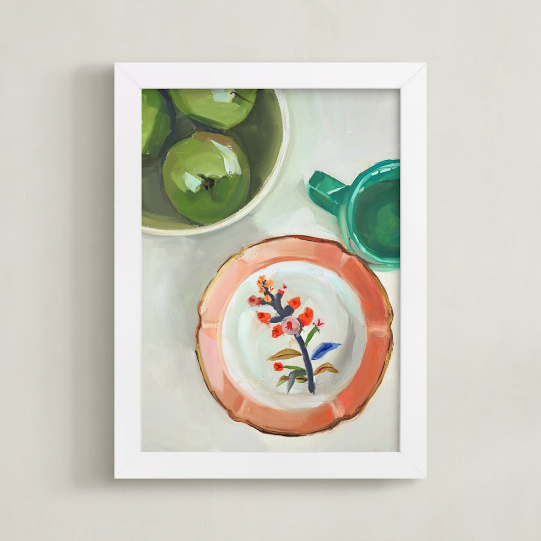 "Beautiful Plate" - Art Print in Linen by Jenny Westenhofer - Framed