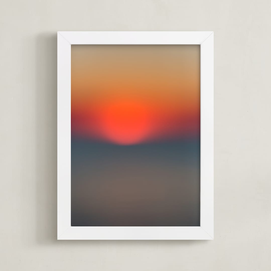 "The Sun Also Sets" - Art Print in Sunset Orange by Helen Makadia - Framed