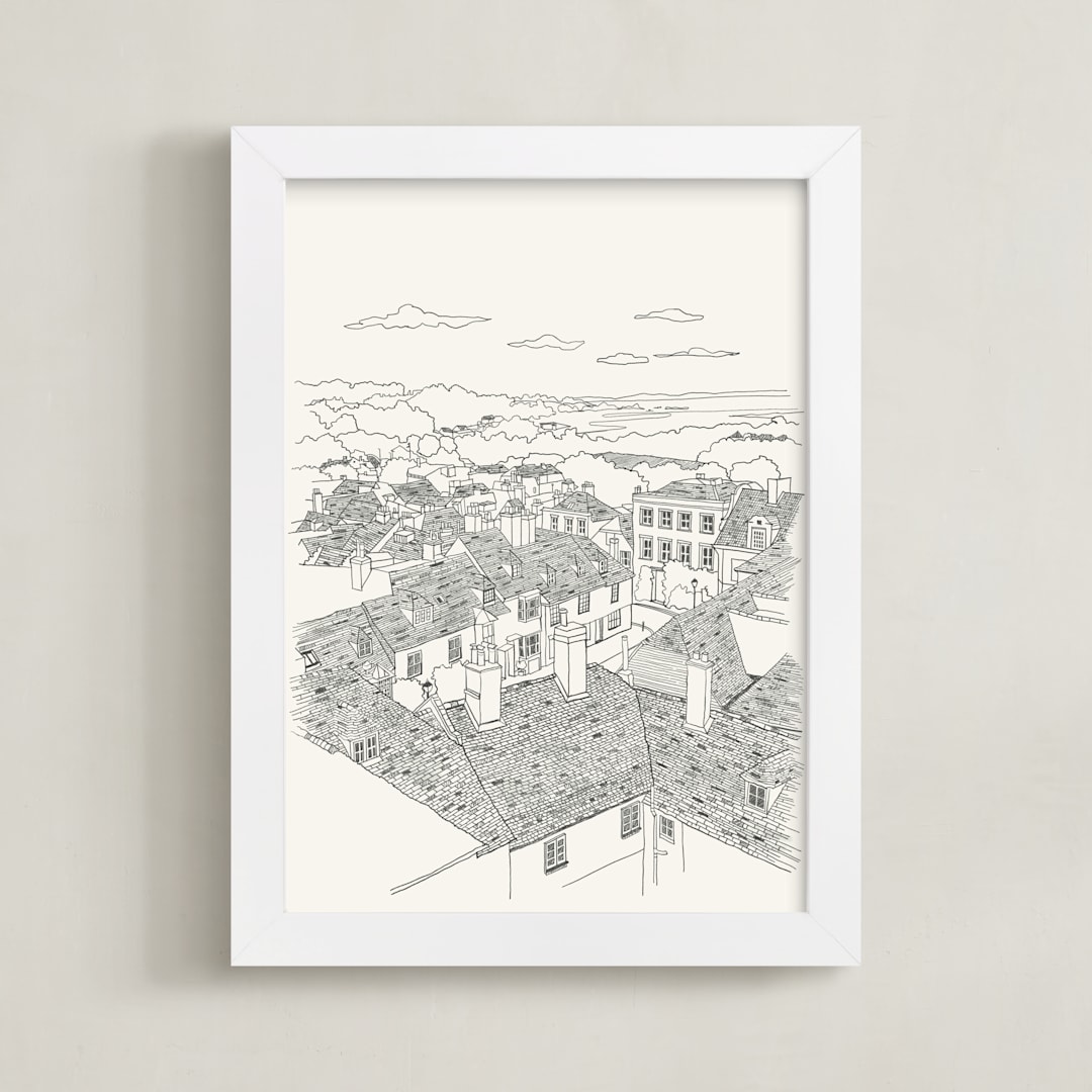 "Rye Town" - Art Print in Barley Beige by Adelyn T. - Framed