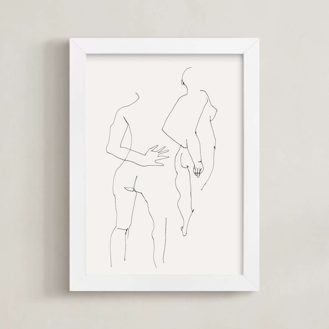"Back" - Art Print in Black and white by Catilustre - Framed