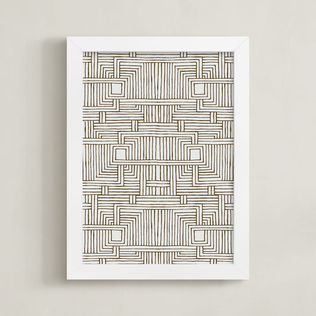 "Weaving Doodle" - Art Print in Espresso by Katie Zimpel - Framed