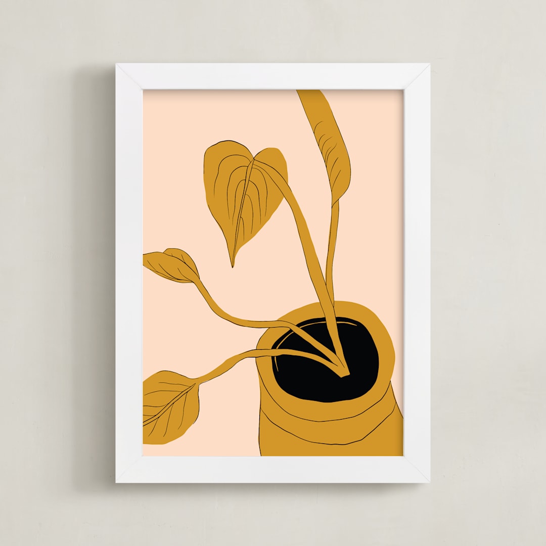 "My Heart Grows" - Art Print in Mustard by Alicia Schultz - Framed