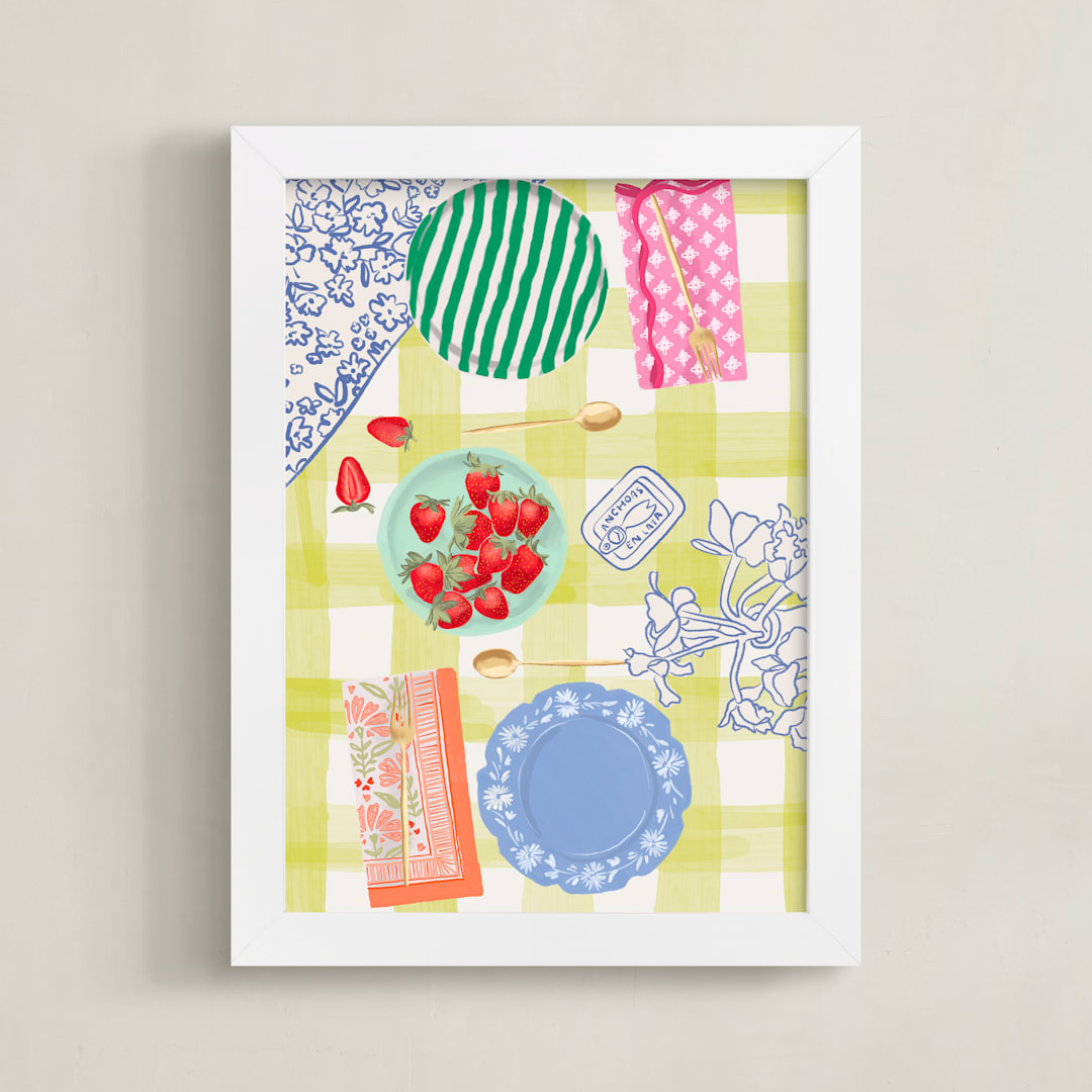 "Dinner For Two" - Art Print in Citrine by Mariana Suárez Pierre - Framed