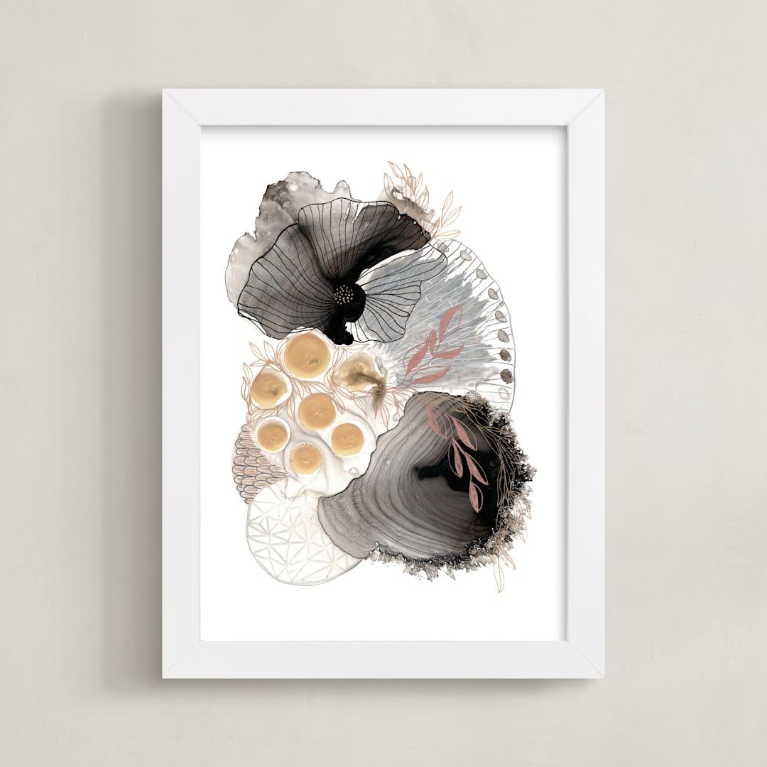 "The World Is Your Oyster" - Art Print in Black Onyx by Maggie Ramirez Burns - Framed