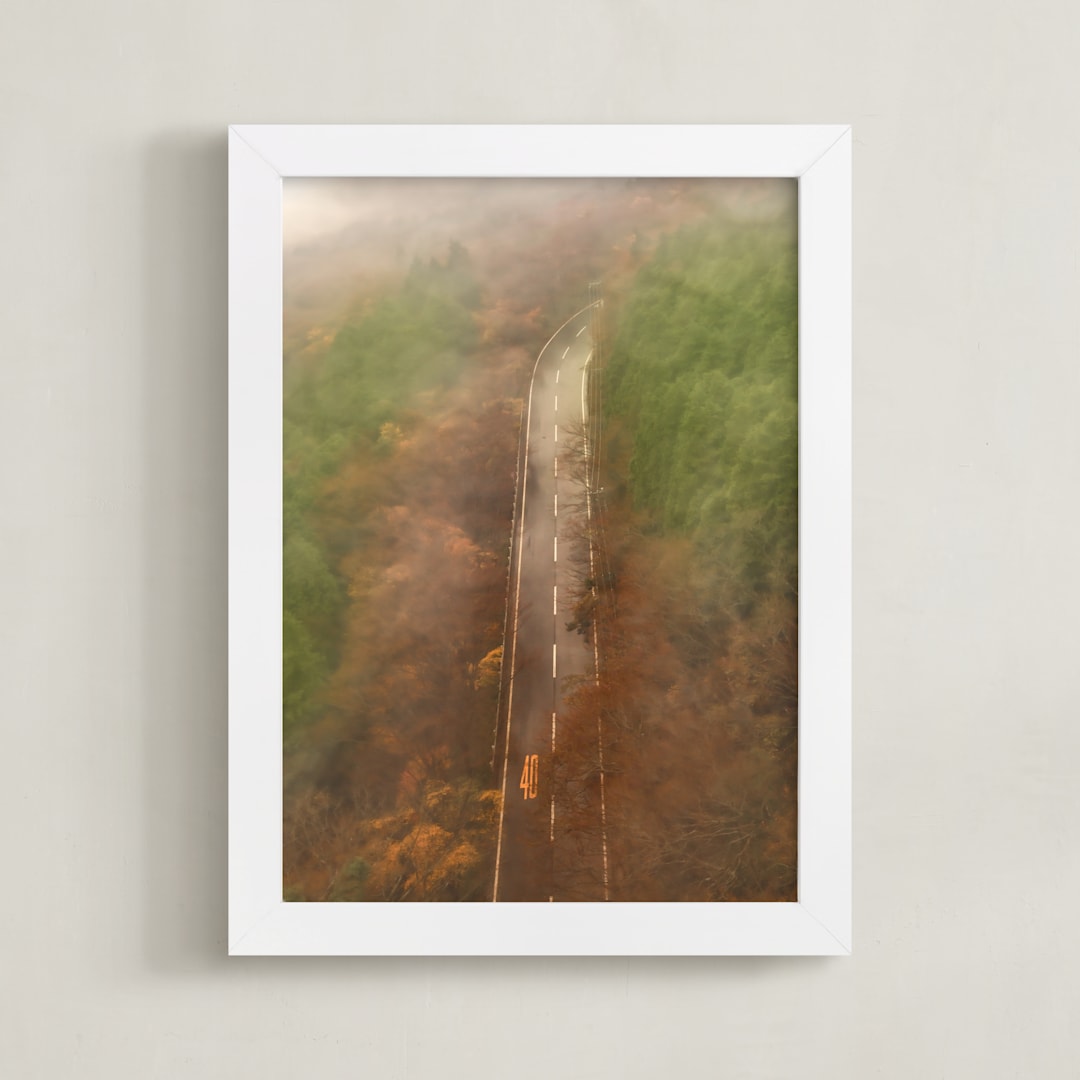"Slow pace" - Art Print in autumn green by Van Tsao - Framed
