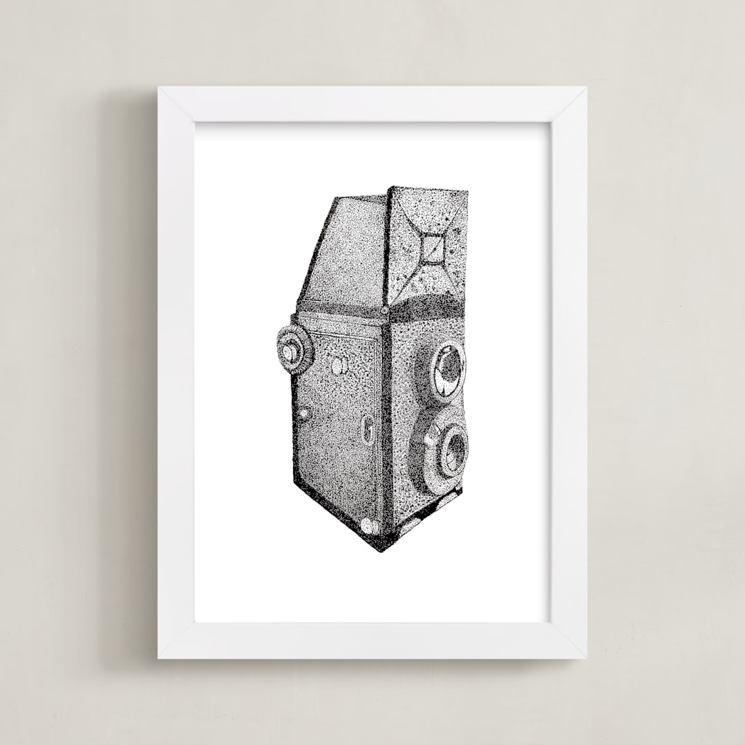 "Camera Illustration" - Art Print in Midnight by Nicole Winn - Framed