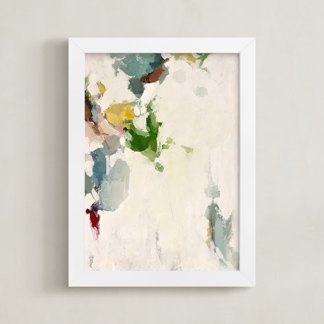 "Flower Market I" - Art Print in Leaf Green by Wendy Keller - Framed