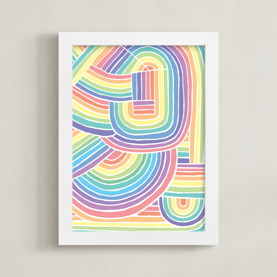 "A Long Ray Around II" - Art Print in Pastel Rainbow by raven erebus - Framed