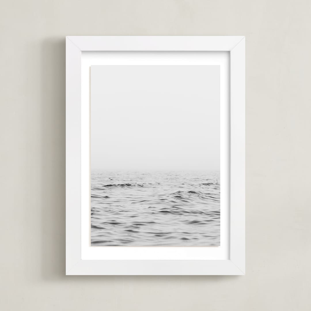 "Solitude In Fog I" - Art Print in Grey Sea by Jennifer Morrow - Framed