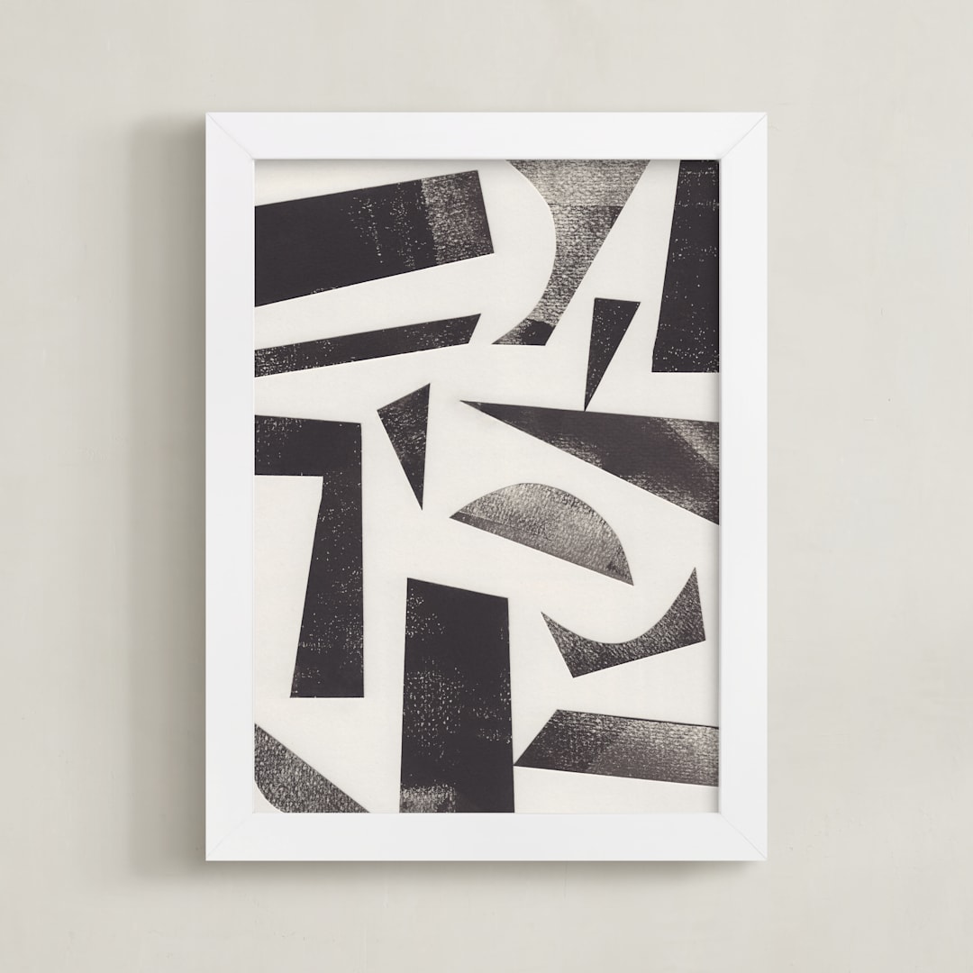 "Paper Geometry I " - Art Print in Charcoal Grey by Alisa Galitsyna - Framed