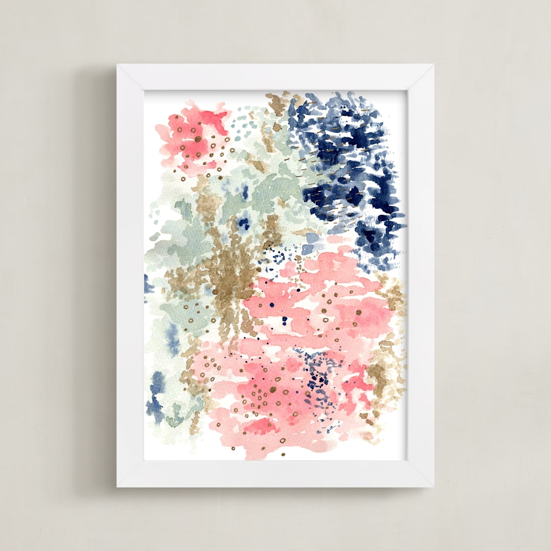 "Reflections Watercolor" - Art Print in Sunset Pink by Andi Pahl - Framed