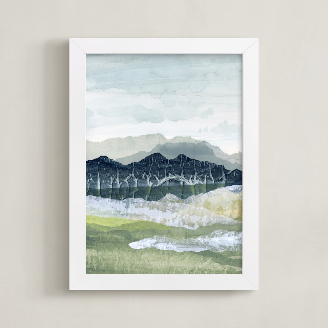 "Sapphire Ridge 1" - Art Print in Deep Blue by Lara Eckerman - Framed