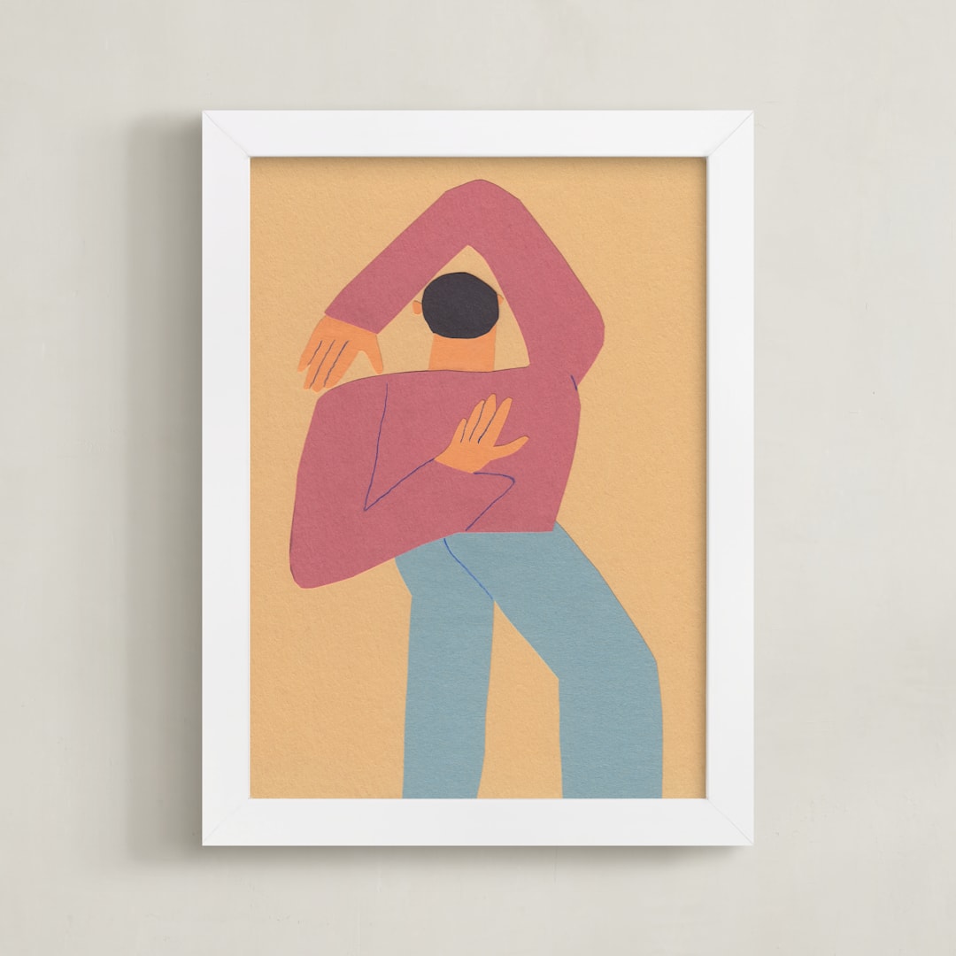 "Stretch 1" - Art Print in Burgundy by Elliot Stokes - Framed