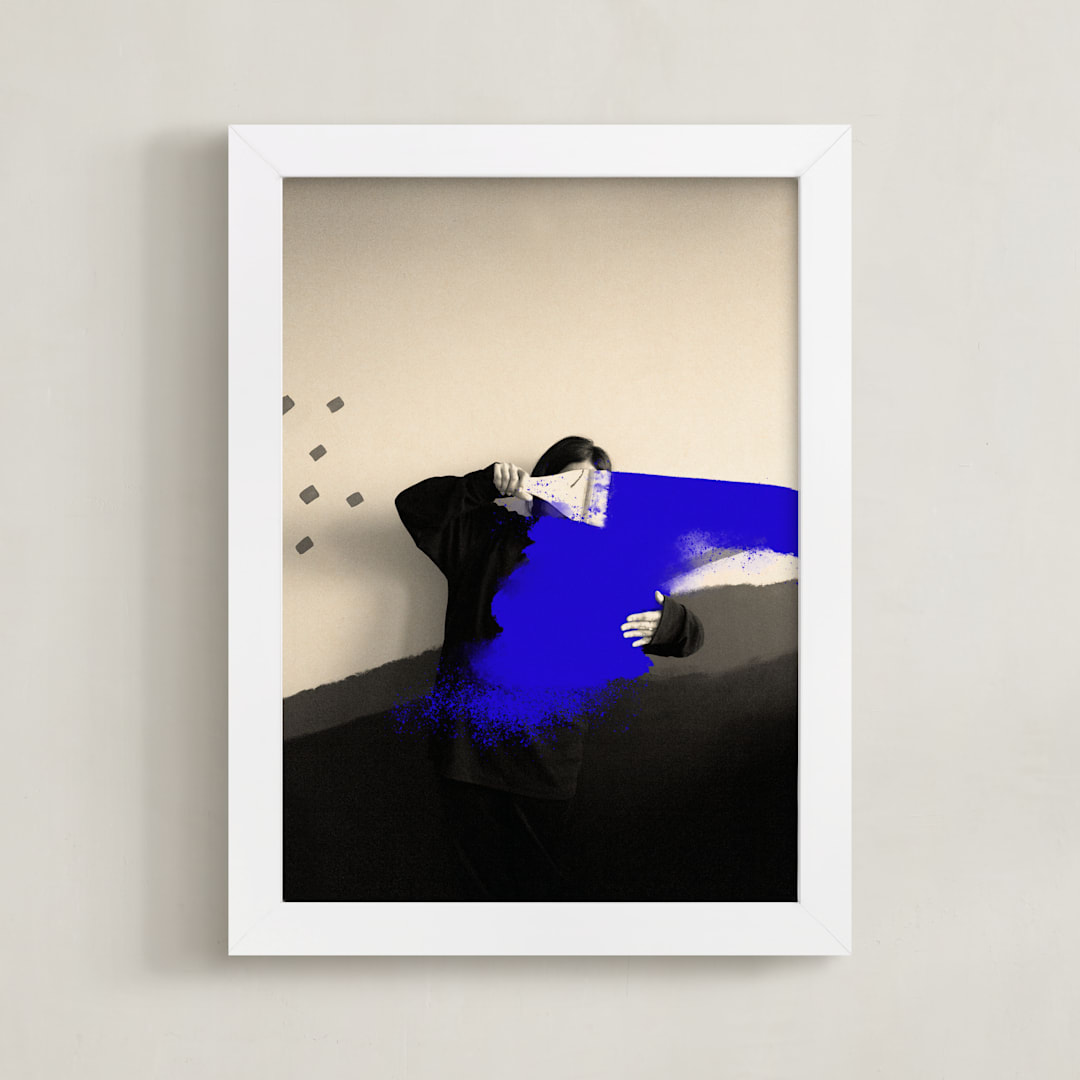 "El Abrazo" - Art Print in Royal by jinseikou - Framed