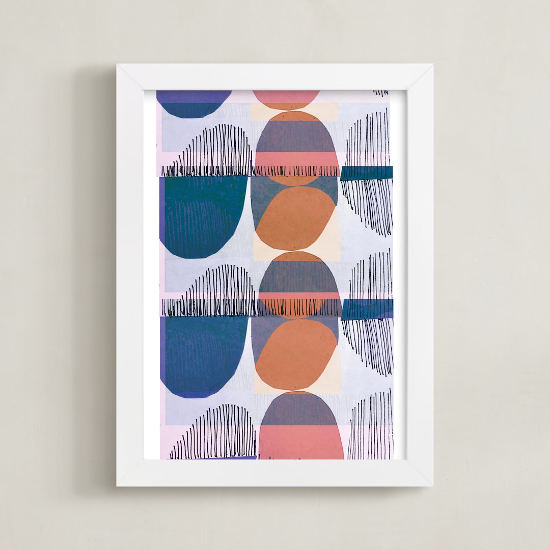 "Boho Screenprint I" - Art Print in Grape by Jenna Skead - Framed