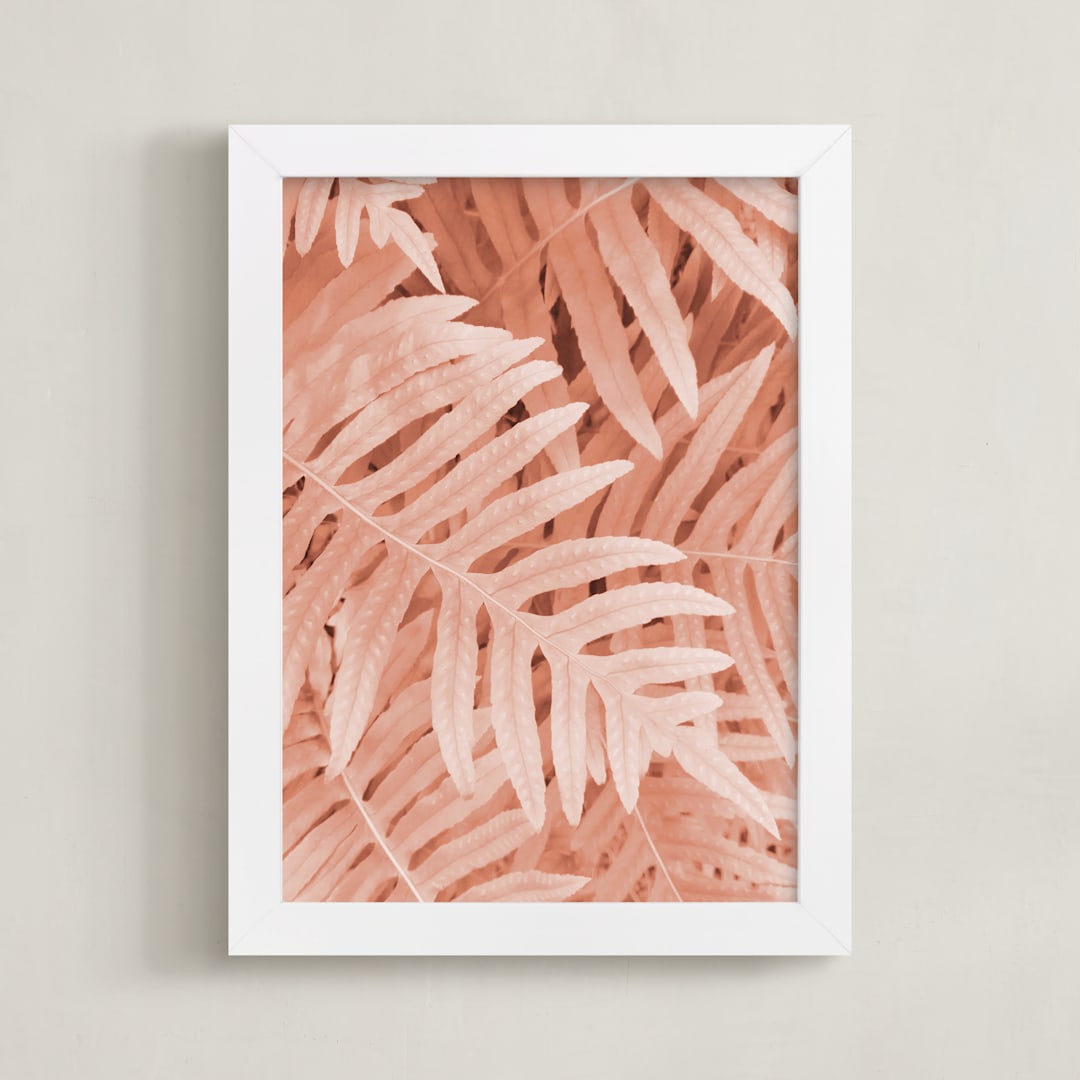 "Pink Ferns" - Art Print in Delicate Pink by Emanuela Carratoni - Framed