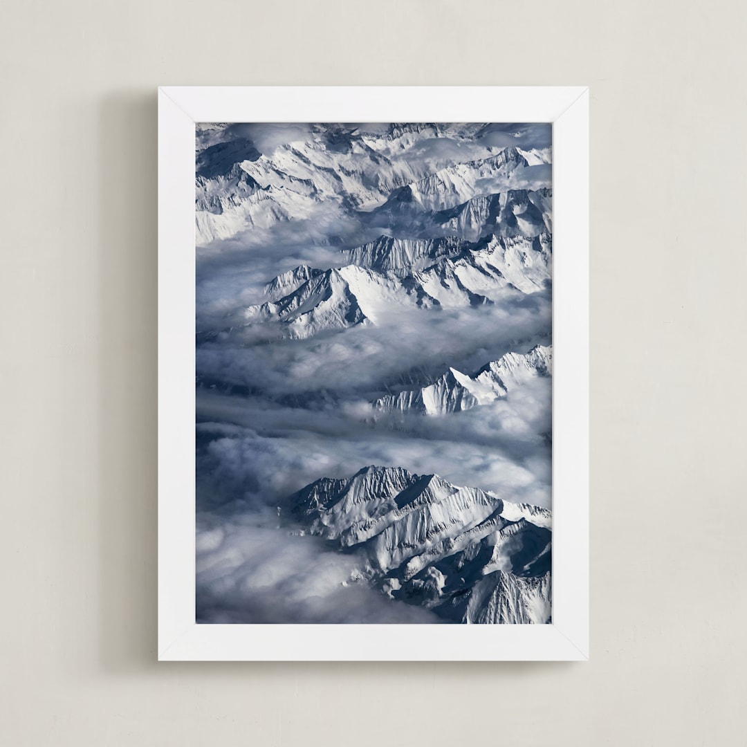 "Giants From Above" - Art Print in Frost Blue by Alice Carmen - Framed