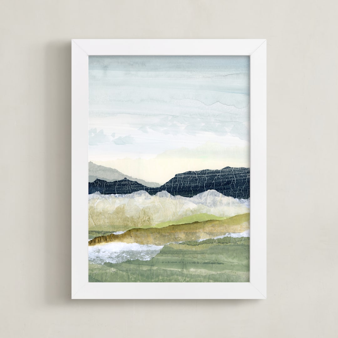 "Sapphire Ridge 2" - Art Print in Deep Blue by Lara Eckerman - Framed