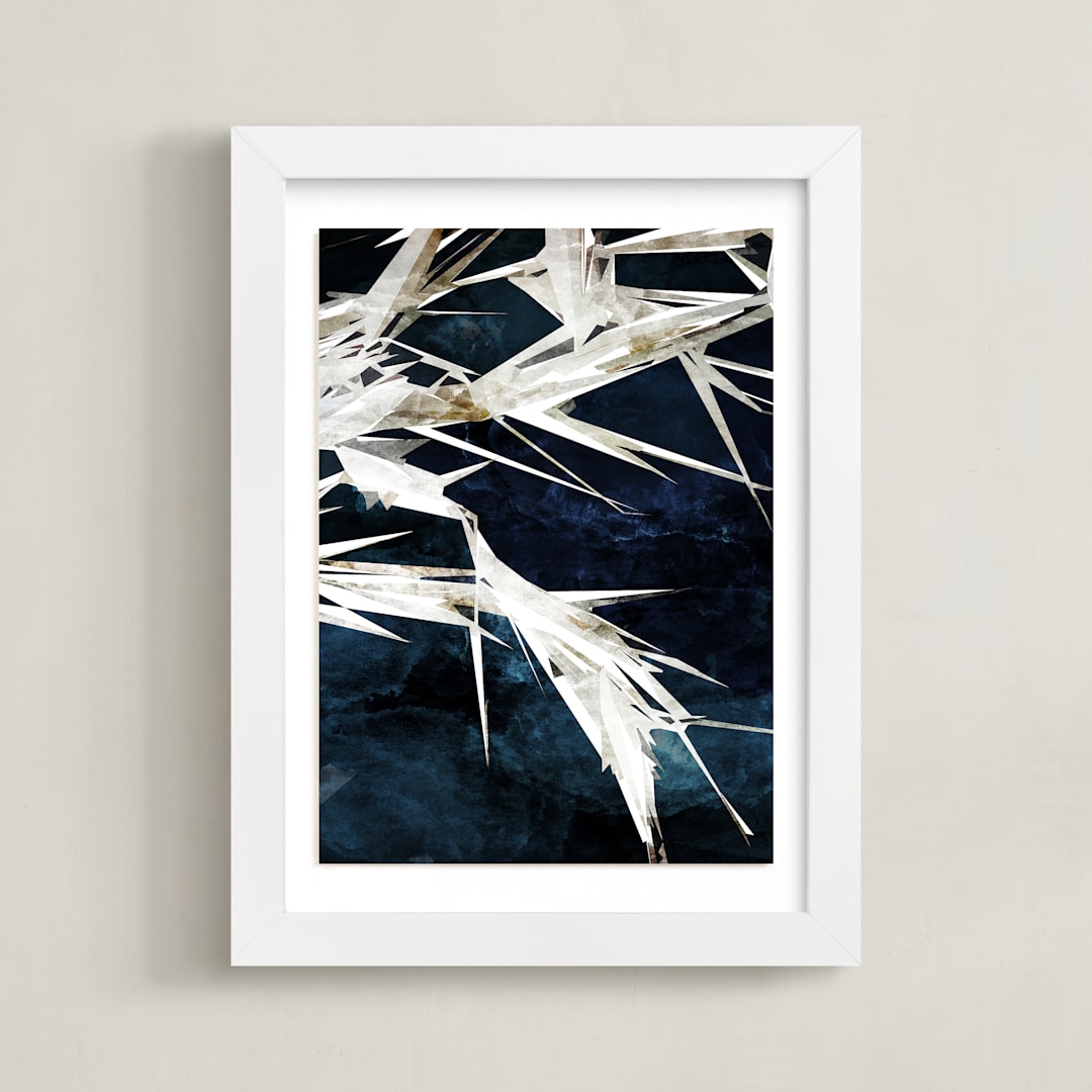 "Midnight Nature I" - Art Print in Deep Blue by Tanya Lee Design - Framed