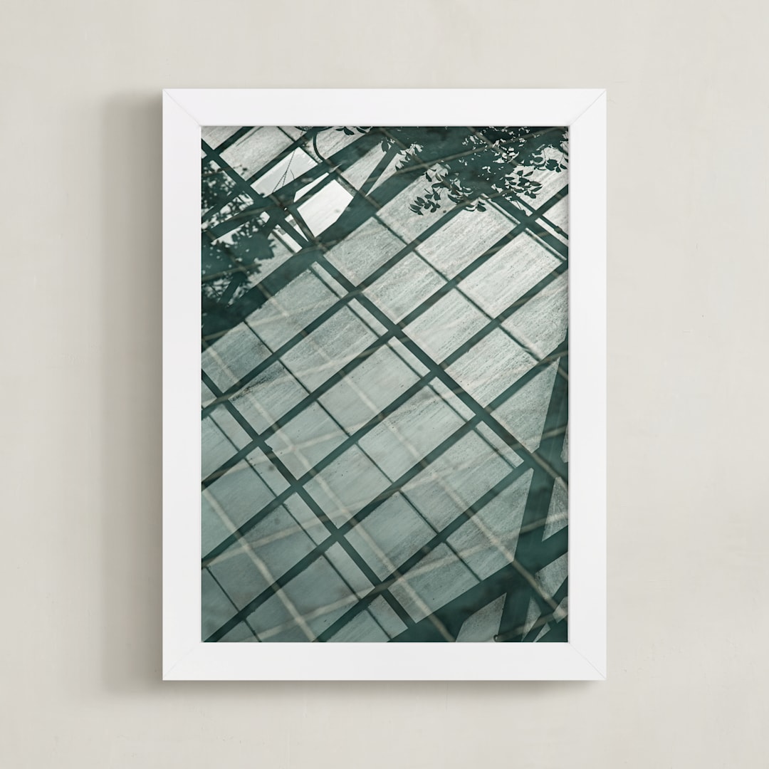 "Weaves of shadows I" - Art Print in Teal Green by Van Tsao - Framed