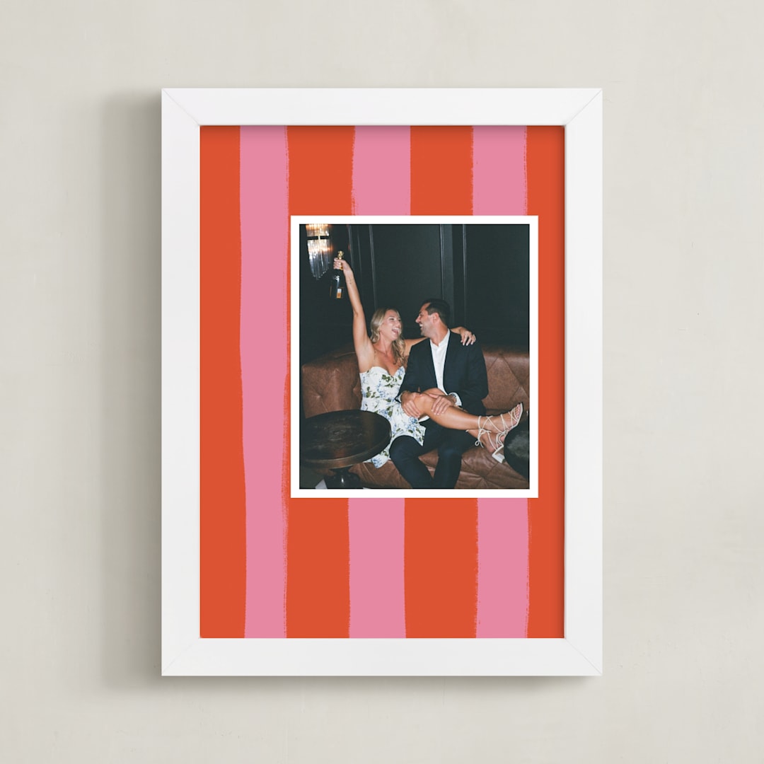 "Striped Mat: Framed Photo" - Framed Photo in Blood Orange by Cindy Reynolds - Framed