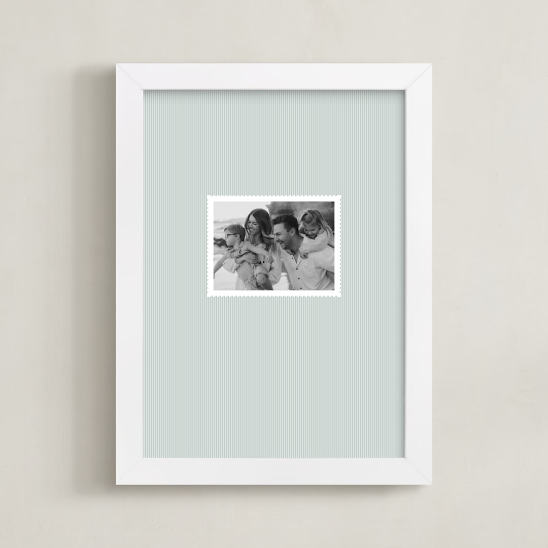 "Railroad Stripe: Portrait" - Framed Photo in Denim by Olivia Kanaley Inman - Framed