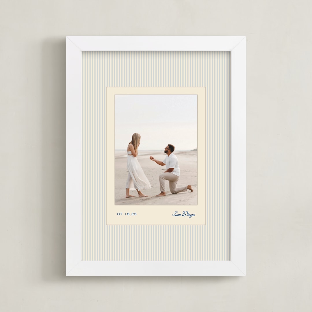 "Luxe Stripes: Portrait" - Framed Photo in Azure by Creo Study - Framed