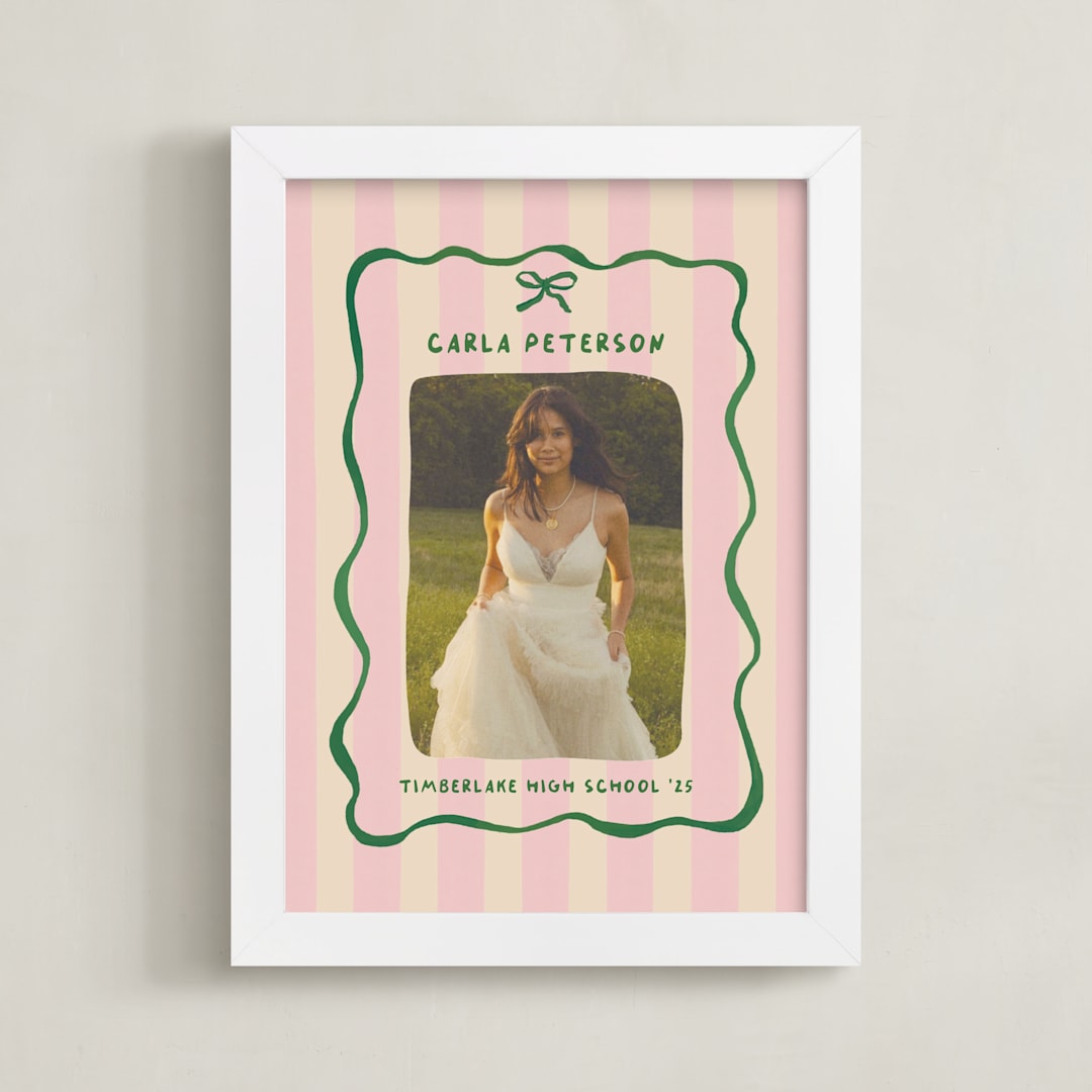 "Whimsical Stripes: Portrait Framed Photo" - Framed Photo in Raspberry Matcha by Vera Lim - Framed