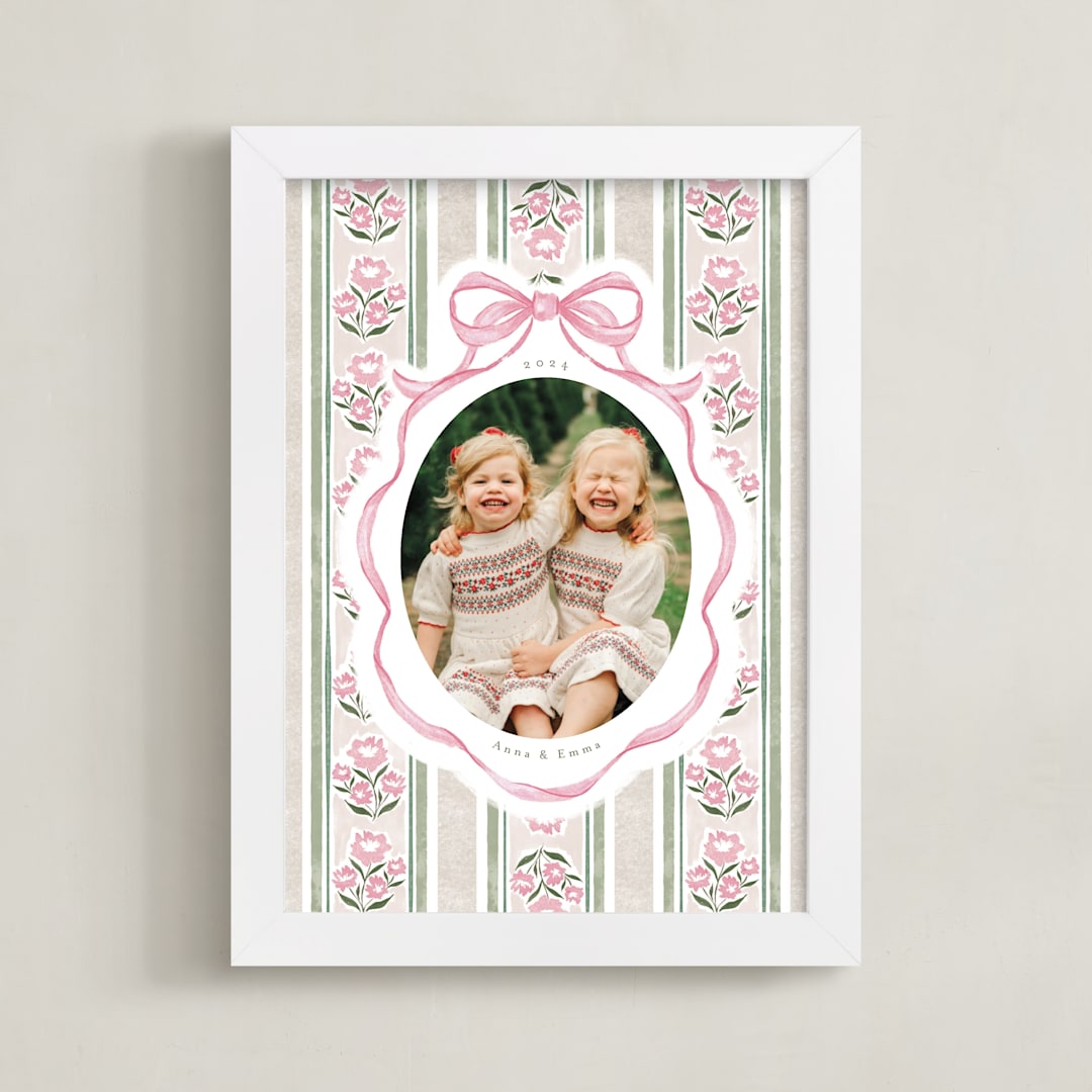"Holiday Ribbon: Portrait Framed Photo" - Framed Photo in Peony by Jackie Crawford - Framed