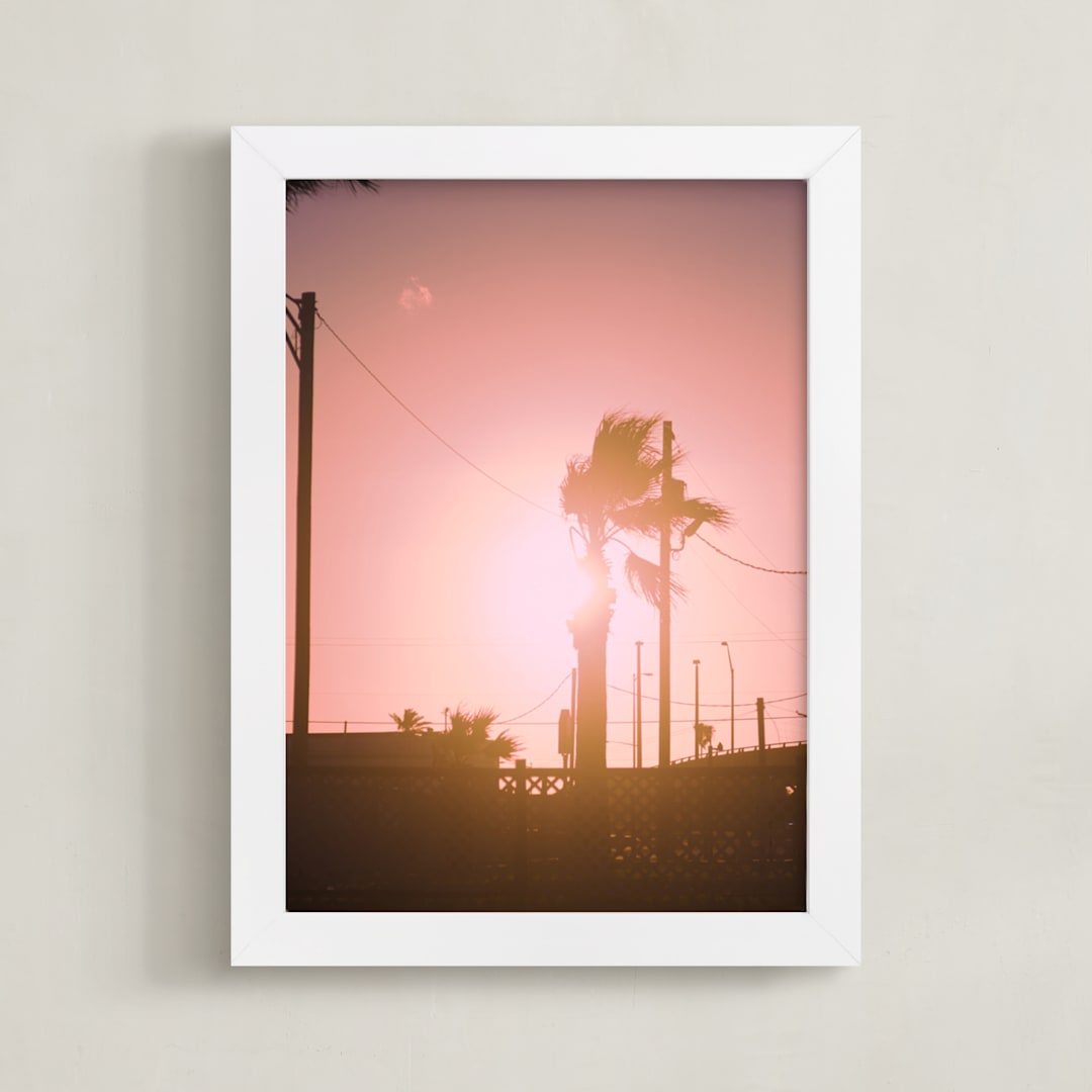 "Pink Palm" - Art Print in Dusty Pink by Erin Beutel - Framed