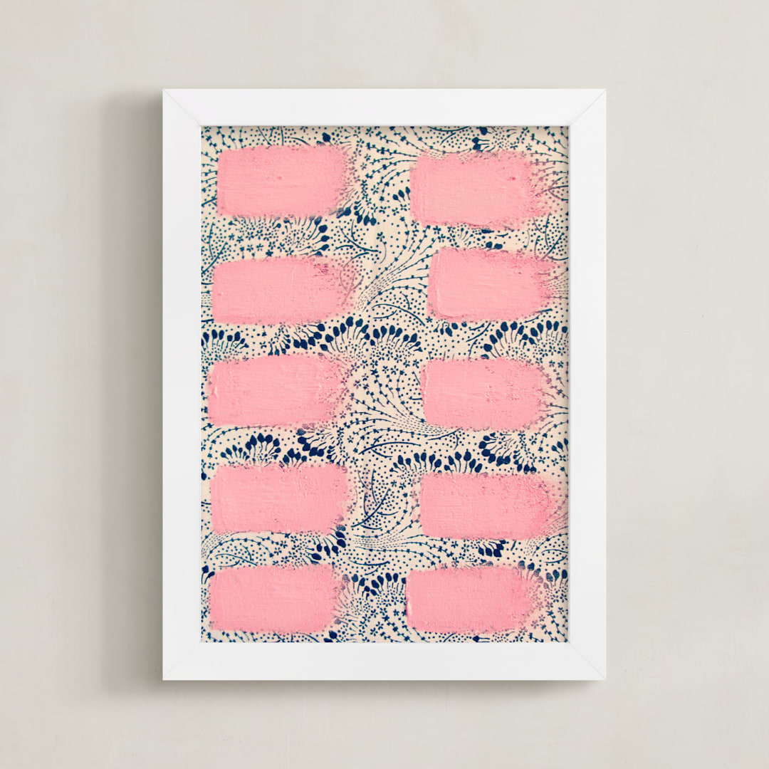 "Angst" - Art Print in Pastel Pink by Frances Sousa - Framed