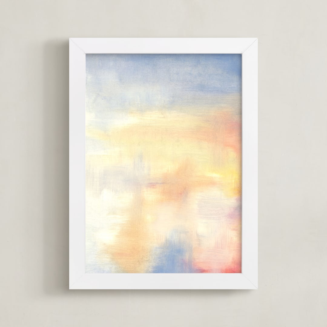 "Red Rising Sun 1" - Art Print in Morning Yellow by Susanne Kasielke - Framed