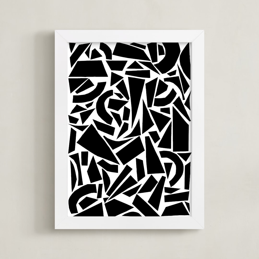 "Broken Glass" - Art Print in Black on White by Elliot Stokes - Framed