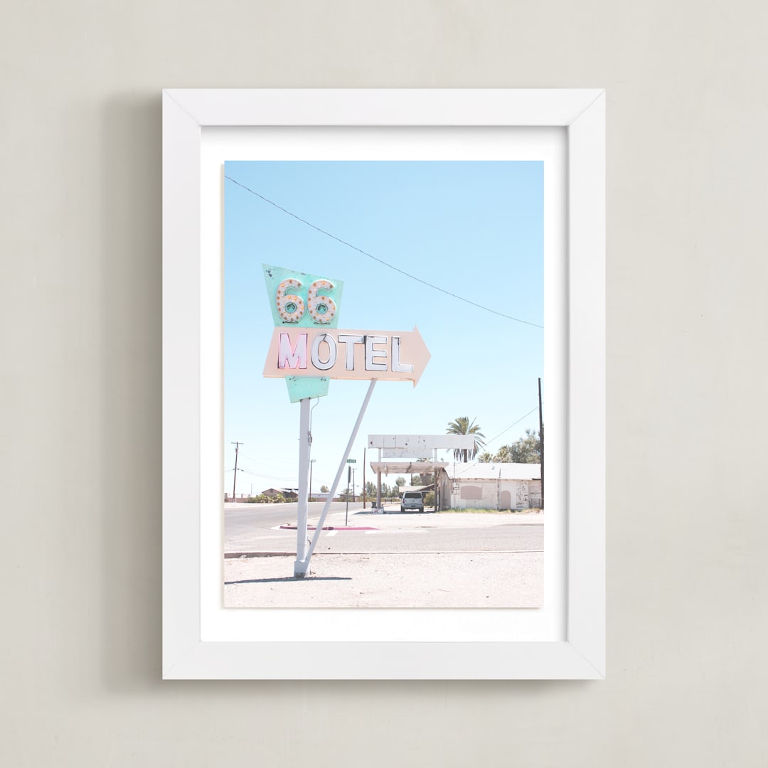 "66" - Art Print in vintage blue by Calais A Le Coq - Framed