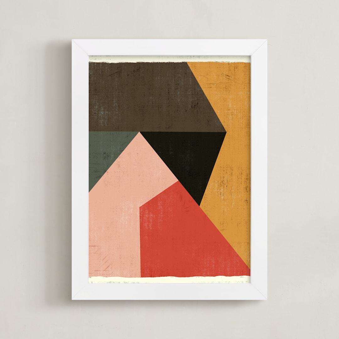 "Geo Abstract" - Art Print in Urban Red by Angel Walker - Framed