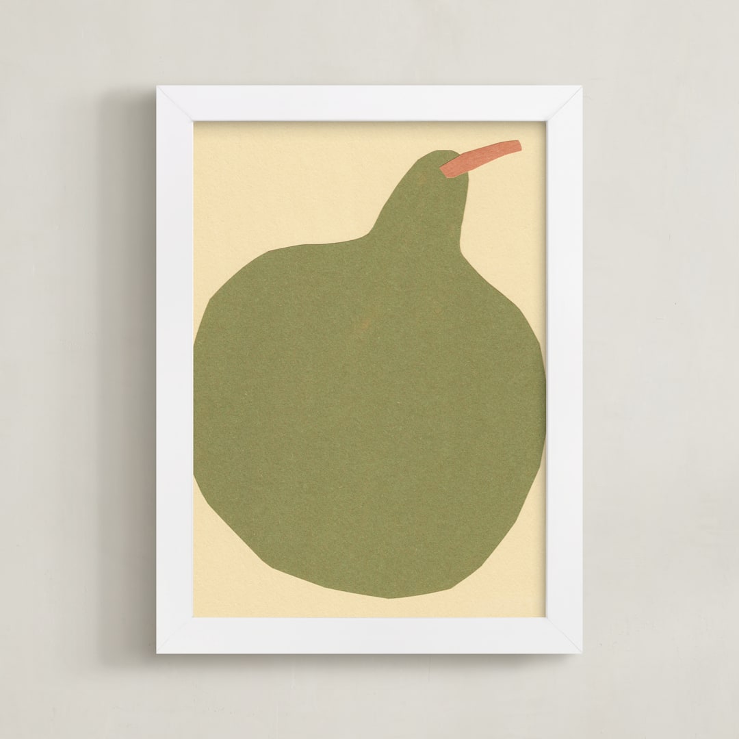 "Big Pear" - Art Print in Earthy Pear Green by Elliot Stokes - Framed