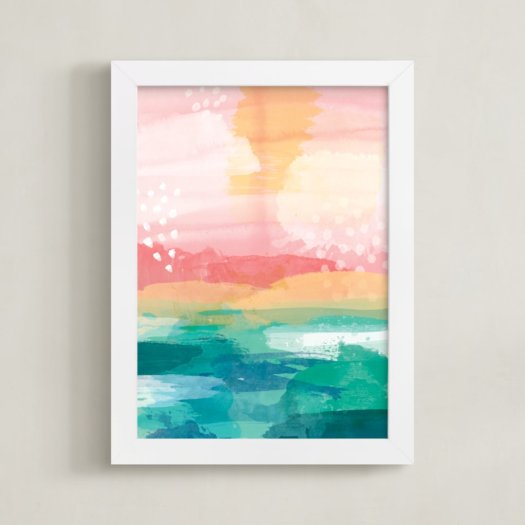"New Day" - Art Print in Teal by Jess Phoenix - Framed
