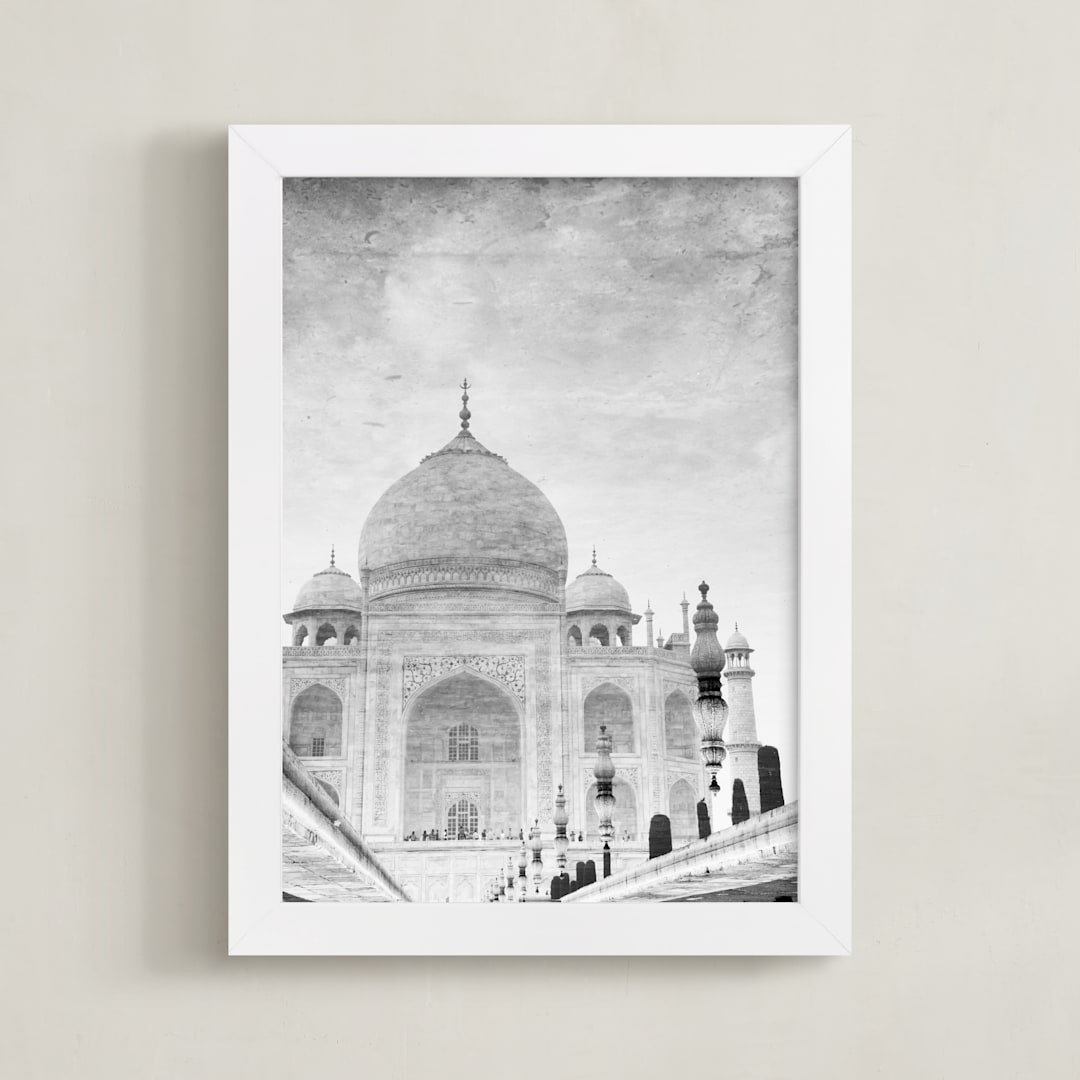 "Reflection of the Taj Mahal" - Art Print in Black and White by Heather Marie - Framed
